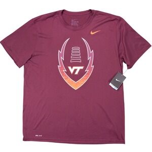 NWT Nike Virginia Tech Hokies Football Shirt Men's Size XL‎ Burgundy Dri-Fit